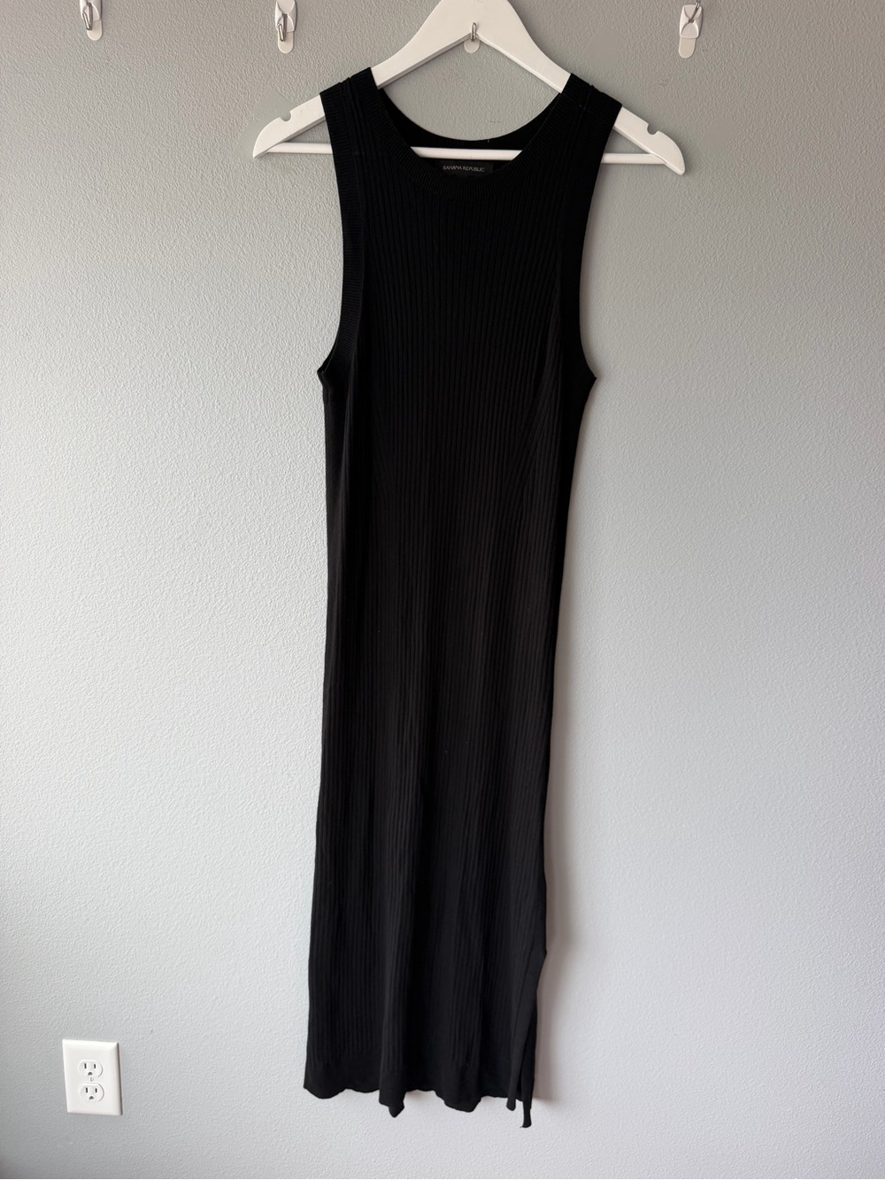 Banana Republic black ribbed knit tank top midi dress Women’s size S